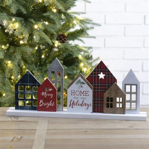 glitzhome metal and wooden christmas house decor|glitzhome christmas tree.